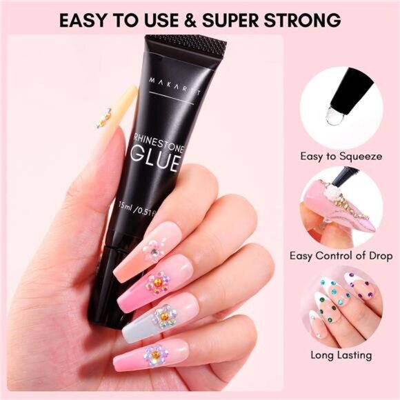 Nail Rhinestone Glue Kit: 15ml Strong Gems Adhesive Gel with 3360pcs - Picture 4 of 16